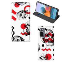 Mobiel BookCase Xiaomi Redmi Note 10 Pro Skull Red - thumbnail