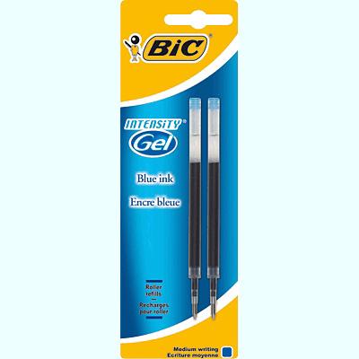 Gelschrijvervulling Bic voor diverse gelpennen M blauw blister à 2st