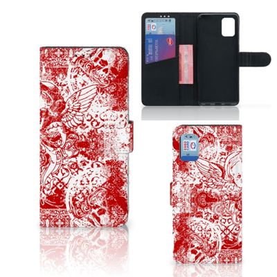 Telefoonhoesje met Naam Samsung Galaxy A31 Angel Skull Rood Telefoonhoesje met Naam Samsung Galaxy A31 Angel Skull Rood