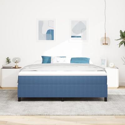 Boxspringbed Blauw en Wit 180 x 200 cm Katoen Stof