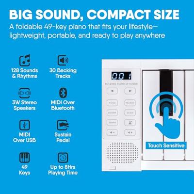 Carry-On Piano 49 Touch White opvouwbare piano 49 toetsen