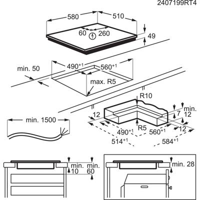 Electrolux Serie 700 EIS62453IZ Zwart Ingebouwd 60 cm Inductiekookplaat zones 4 zone(s)