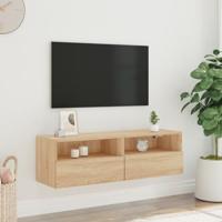 Tv-wandmeubel 100x30x30 cm bewerkt hout sonoma eikenkleurig - thumbnail