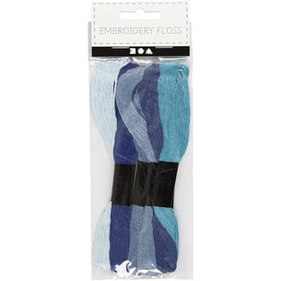 Creativ Company Borduurgaren, dikte 1 mm, blauw harmonie, 6 bol/ 1 doos