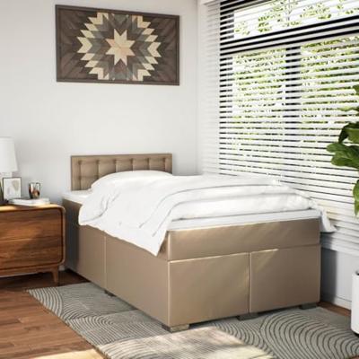 Boxspring met matras kunstleer cappuccinokleurig 120x190 cm