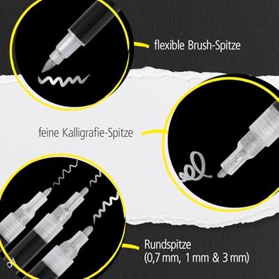 Acrylmarker online lettering 5 breedtes zilver