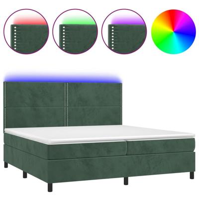 Boxspring met matras en LED fluweel donkergroen 200x200 cm