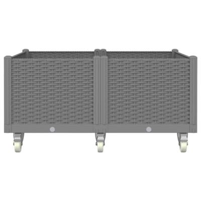 Plantenbak met wielen 100x80x54 cm polypropeen lichtgrijs