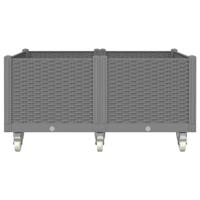 Plantenbak met wielen 100x80x54 cm polypropeen lichtgrijs - thumbnail