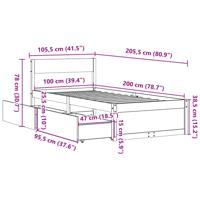 Bedframe zonder matras massief grenenhout wit 120x190 cm - thumbnail