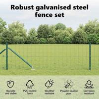 VidaXL Hek met paal groen 0,8 x 10 m staal - thumbnail