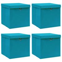 VidaXL Opbergboxen met deksel 4 st 32x32x32 cm stof babyblauw - thumbnail