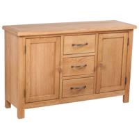 Dressoir met 3 lades 110x33,5x70 cm massief eikenhout - thumbnail