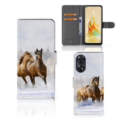 OPPO Reno8 T 4G | Telefoonhoesje | Met pasjeshouder | Paarden