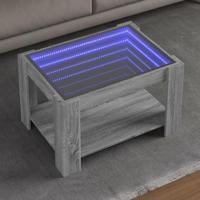 Salontafel met LED 73x53x45 cm bewerkt hout grijs sonoma eiken - thumbnail