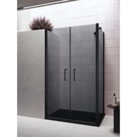 Douchecabine Lacus Giglio Evo Saloon 2 Klapdeuren Rookglas Zwart (alle maten) - thumbnail