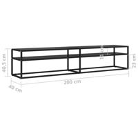 Tv-meubel 200x40x40,5 cm gehard glas zwart - thumbnail