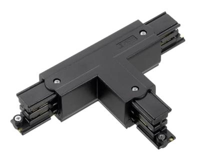 T-stuk links vast 90gr tbv. rail 3-fasen zwart - 5050055
