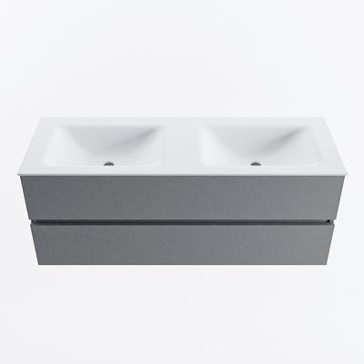 MONDIAZ VICA 130cm badmeubel onderkast Plata 2 lades. Wastafel CLOUD dubbel zonder kraangat, kleur Talc.