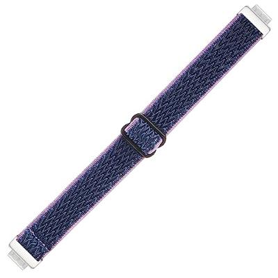 FitBit Inspire 2 & Ace 3 Elastische solo loop nylon bandje - Donkerblauw met paars