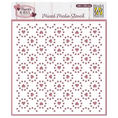 Nellie's Choice • stencil hart en stippen 15x15cm