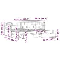 Slaapbank met onderschuifbed en lades zonder matras 80x200 cm - thumbnail