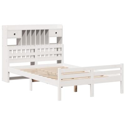Bed met boekenkast zonder matras grenenhout wit 150x200 cm - thumbnail