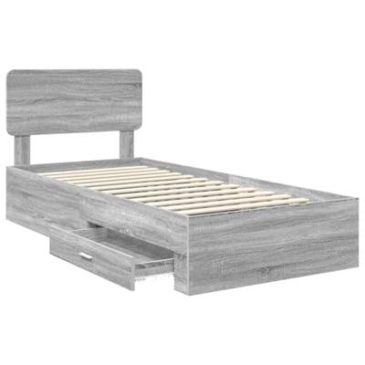 Bedframe met hoofdeinde Grijs Sonoma 75 x 190 cm Bewerkt hout