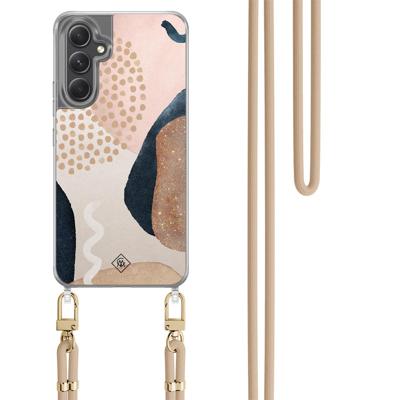 Samsung Galaxy A34 hoesje met beige koord - Abstract dots