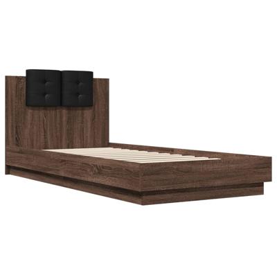 Bedframe met hoofdeinde bewerkt hout bruineikenkleur 100x200 cm