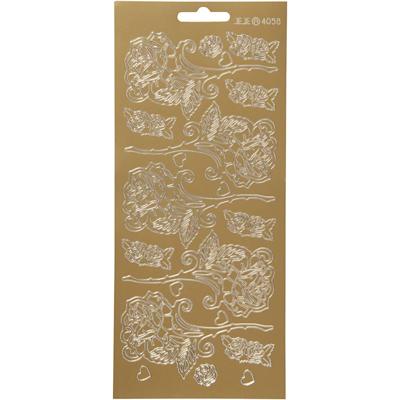 Stickers, rozen, vel 10x23 cm, goud, 1 vel