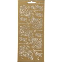 Stickers, rozen, vel 10x23 cm, goud, 1 vel - thumbnail