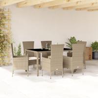 7-delige Tuinset met kussens poly rattan beige - thumbnail