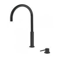 Wastafelmengkraan Tres Study 1-Hendel Uitloop Gebogen 23 cm 2 inbouwgaten Rond Mat Zwart Tres - thumbnail