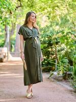 Lange ENVIE DE FRAISE shirtjurk voor zwangerschap en borstvoeding kaki - thumbnail