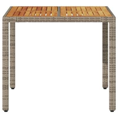 Tuintafel met acaciahouten blad 90x90x75 cm poly rattan grijs - thumbnail