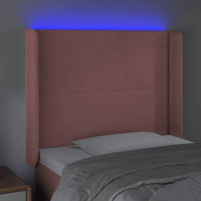 Hoofdbord LED 93x16x118/128 cm fluweel roze - thumbnail