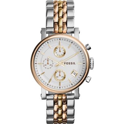 Fossil Dames ES3840 &apos;Original Boyfriend&apos; chronograaf tweekleurig roestvrijstalen horloge