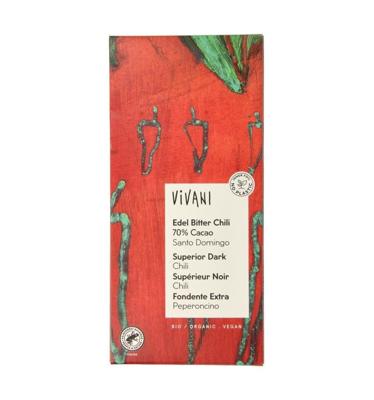 Vivani Chocolade puur superieur met chili bio 100 Gram Vivani Chocolade puur superieur met chili bio 100 Gram
