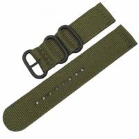 Wasbaar nylon canvas horlogeband band breedte: 22mm (leger groen met zwarte ring gesp) - thumbnail
