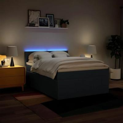 Boxspring met matras stof blauw 140x200 cm