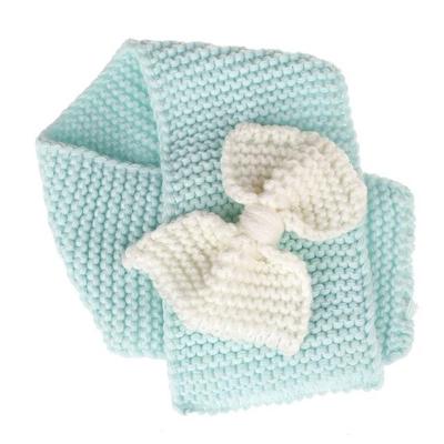 Herfst winter meisjes warme gebreide bowknot sjaals (licht blauw)