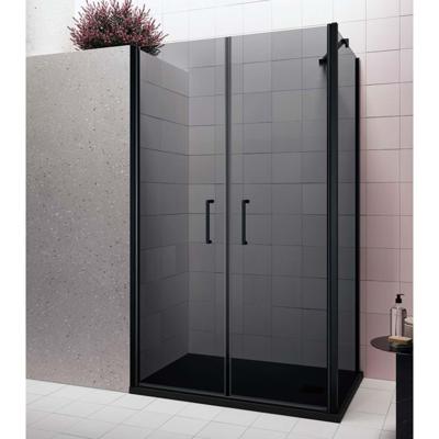Zijwand Lacus Giglio Evo 80x200 cm Aluminium Profiel Rookglas Zwart Lacus