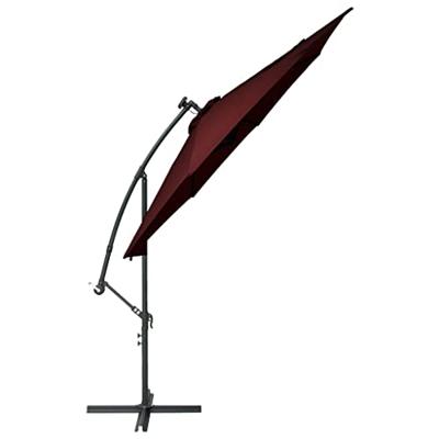 VidaXL Zweefparasol met led en stalen paal wijnrood