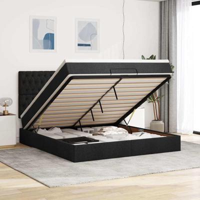 Ottoman bed met matras 160x200cm stof zwart