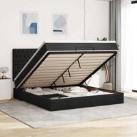 Ottoman bed met matras 180x200cm stof zwart - thumbnail