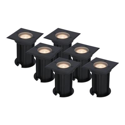 Set van 6 Ramsay LED Grondspots vierkant - Dimbaar - GU10 - 2700K warm wit - 4 Watt 345 lumen - Tuinspot - Zwart - IP67 waterdicht - Overrijdbaar voor de Oprit, Tuin en Terras