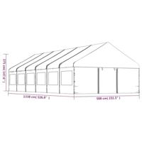 Prieel met dak 13,38x5,88x3,75 m polyetheen wit - thumbnail