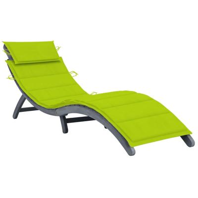 VidaXL Ligbed met kussen massief acaciahout grijs