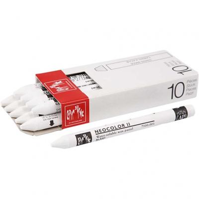 Caran Dache Caran d'ache neocolor ii, l: 10 cm, dikte 8,5 mm, white (001), 10 stuk/ 1 doos